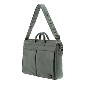 Porter Yoshida New Tanker 2Way Document Bag Sage Green front with strap