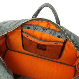 Porter Yoshida New Tanker Duffle Bag Sage Green open compartment other side