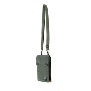 Porter Yoshida New Tanker Navigator Bag Sage Green front with strap