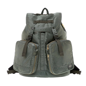 Porter Yoshida New Tanker Rucksack L Sage Green front without mini shoulder bag
