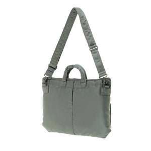 Porter Yoshida New Tanker Short Helmet Bag Sage Green backside with strap