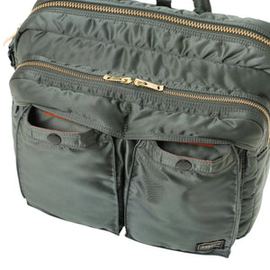 Porter Yoshida New Tanker Sling Bag With Zip XL Sage Green open front pockets