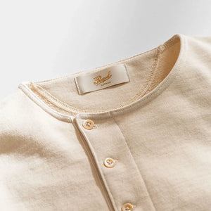 Prequel 15oz 1920s Archive Henley Natural close up collar placket