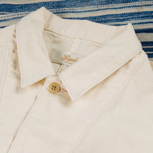 Prequel 6oz French Coverall Summer Jacket White detail collar