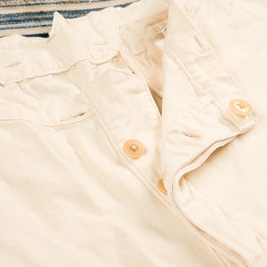 Prequel 1930 6oz French Army Summer Pants White detail front closure
