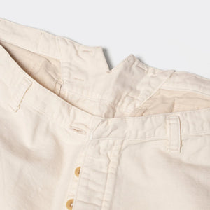 Prequel 1930 6oz French Army Summer Pants White close up waistband