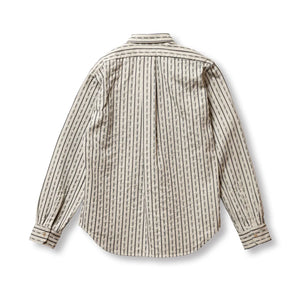 Prequel 7oz Long Point Jacquard Shirt Natural Navy flat backside