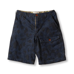 Prequel 8oz Combat Field Shorts Indigo Dye Duck Hunter Camo front flat