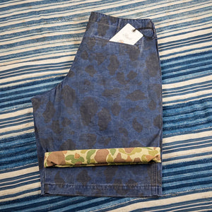 Prequel 8oz Combat Field Shorts Indigo Dye Duck Hunter Camo flat