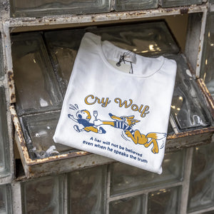 Prequel 'Cry Wolf' 9.5oz Stiff Cotton T-Shirt - White