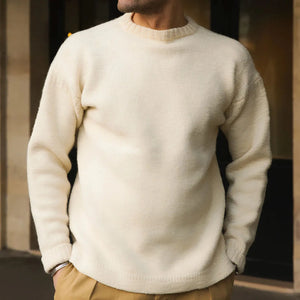 Prequel Fishermans Wool Sweater Ecru worn front