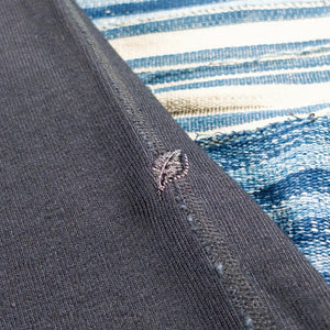 Pure Blue Japan 5414 IDBK 11oz Super Heavy Henley Indigo Overdyed Black detail embroidery