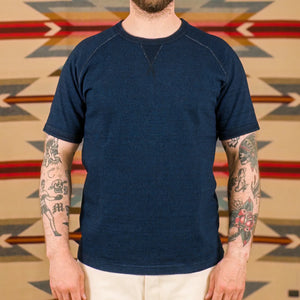 Pure Blue Japan 5411 ID 11oz Super Heavy Raglan TShirt Indigo worn front