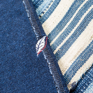 Pure Blue Japan 5411 ID 11oz Super Heavy Raglan TShirt Indigo close up embroidery