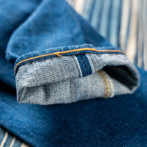 Pure Blue Japan GRE019 14oz Greencast Indigo Selvedge Denim Relaxed Tapered detail selvedge