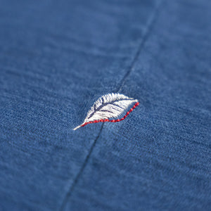 Pure Blue Japan SLB5011 8oz Super Slub TShirt Indigo Overdyed detail leaf embroidery