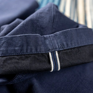 Pure Blue Japan 1185 Back Satin Sulfur Dye Trousers Navy Wide Straight detail selvedge