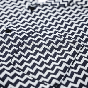 Pure Blue Japan 2232 Saw Jacquard Open Collar Shirt Indigo