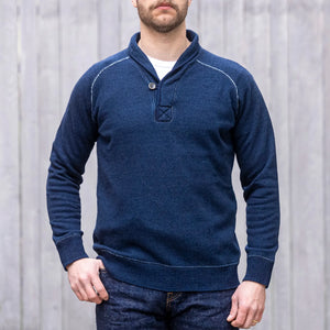 Pure Blue Japan Indigo Yarn Dyed Shawl Collar Sweatshirt – 5408