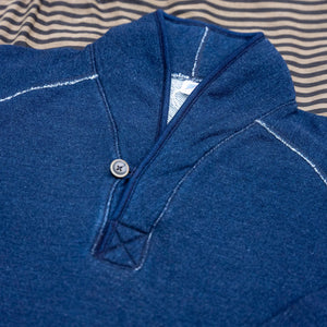 Pure Blue Japan Indigo Yarn Dyed Shawl Collar Sweatshirt – 5408