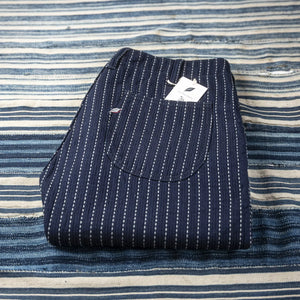 Pure Blue Japan 1180 Stitch Stripe Sashiko Trousers Indigo Regular Straight