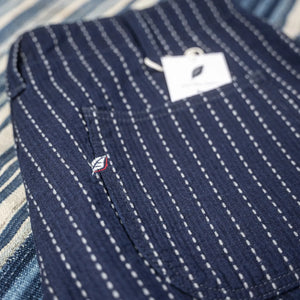 Pure Blue Japan 1180 Stitch Stripe Sashiko Trousers Indigo Regular Straight