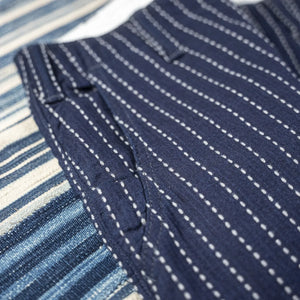 Pure Blue Japan 1180 Stitch Stripe Sashiko Trousers Indigo Regular Straight