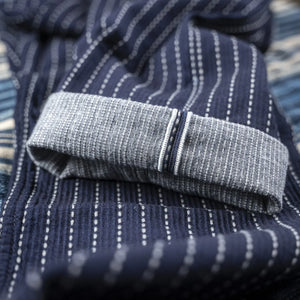Pure Blue Japan 1180 Stitch Stripe Sashiko Trousers Indigo Regular Straight