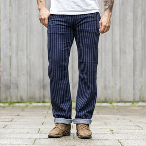 Pure Blue Japan 1180 Stitch Stripe Sashiko Trousers Indigo Regular Straight