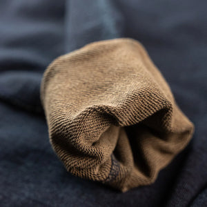 Samurai Jeans 14oz Kakishibu Loopwheeled Sweatshirt Indigo detail fabric inside