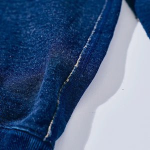Samurai Jeans 14oz Kakishibu Loopwheeled Sweatshirt Indigo close up seam