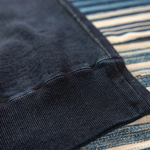 Samurai Jeans 14oz Kakishibu Loopwheeled Sweatshirt Indigo detail hem