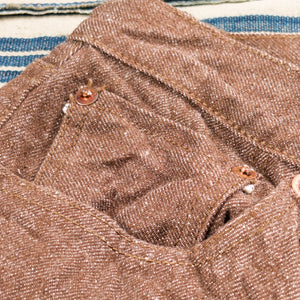 Samurai Jeans S0150BRX 15oz Kanoko Selvedge Jeans Brown Regular Straight close up fabric