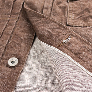 Samurai Jeans S552PX BR 15oz Kanoko Selvedge Type 2 Jacket Brown detail fabric inside