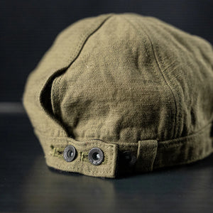 Samurai Jeans 15oz Katana Selvedge Back Satin Work Cap Olive backside