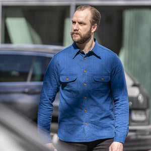 Samurai Jeans SSS25-AHB Asagi HBT Work Shirt - Natural Indigo