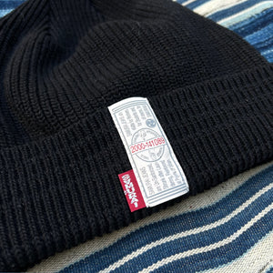 Samurai Knit Watch Cap – Black Indigo Dyed