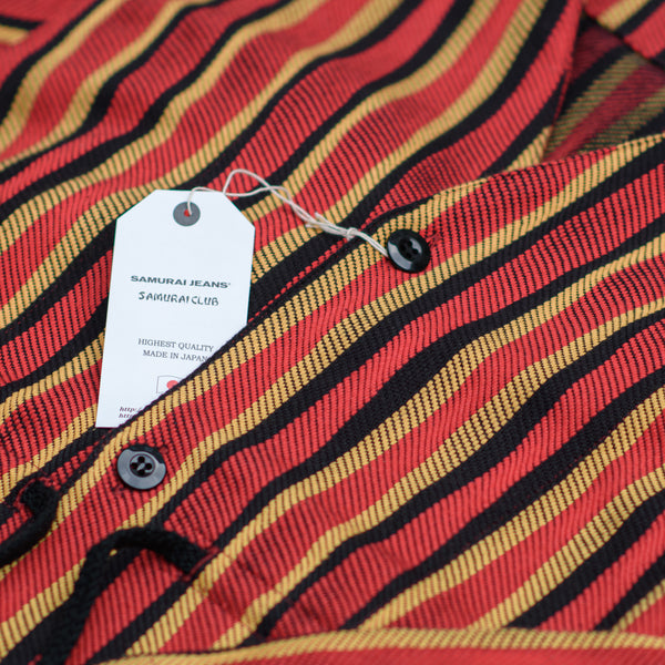 Samurai Jeans 'Drunk Stripe‘ Flannel Haori Jacket - Red