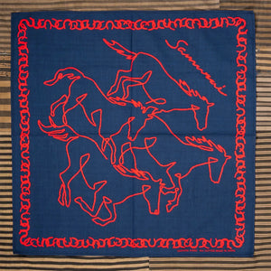 Samurai Jeans Galloping Horses Selvedge Bandana Navy
