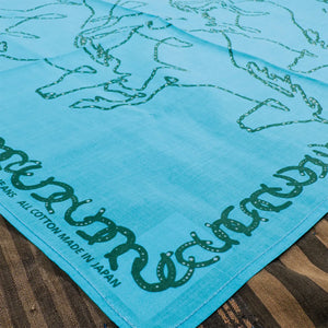 Samurai Jeans Galloping Horses Selvedge Bandana Turquoise detail