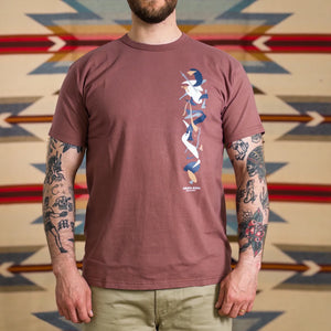 Samurai Jeans Geisha Heavy Loopwheeled TShirt Ankh Red worn front