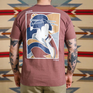 Samurai Jeans Geisha Heavy Loopwheeled TShirt Ankh Red worn backside