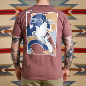 Samurai Jeans Geisha Heavy Loopwheeled TShirt Ankh Red worn backside