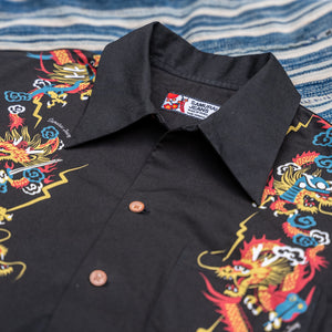 Samurai Jeans ‘Dragon’ Aloha Shirt – Black
