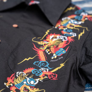 Samurai Jeans ‘Dragon’ Aloha Shirt – Black