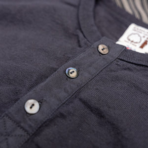 Samurai Jeans 16oz ‘Japanese Cotton’ Slub Yarn Henley – Kuromame / Black Beans Dyed