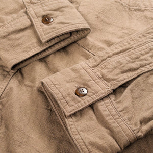 Samurai Jeans SSS26 AT Lightweight Tropical Weather Dobby Shirt Olive detail cuff