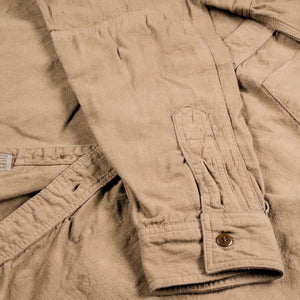 Samurai Jeans SSS26 AT Lightweight Tropical Weather Dobby Shirt Olive detail sleeve