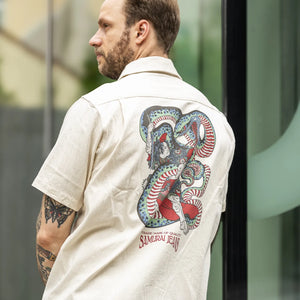 Samurai Jeans Musha-e 8oz Printed Denim Shirt - Natural