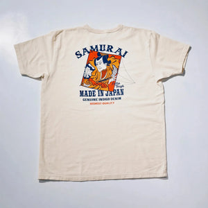 Samurai Jeans Musha Kite 7oz Inlay Loopwheel TShirt Ivory Aged Cotton backside